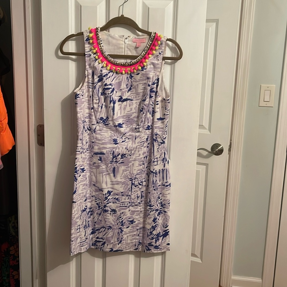Lilly Pulitzer Mila Shift Rock The Dock Purple White Dress Size 4